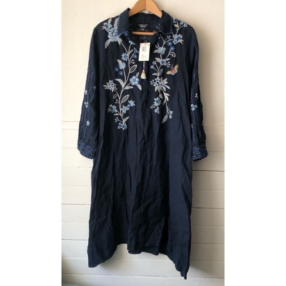 Johnny Was Shiloh Henley Floral Embroidered Shirt Dress Size XL / NWT - Picture 5 of 10